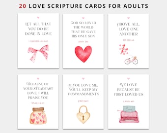 Love Bible Verse Cards | Scripture Valentines | Bible Favors | Christian Valentines | Printable Bible Verse Cards | Bible Cards Adults Teens