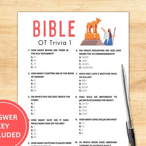 Quiz sull'Antico Testamento / Gioco della Bibbia / Giochi della Bibbia per adulti, bambini e adolescenti / Gioco di quiz sulla Bibbia / Giochi cristiani / Gioco di gruppo per giovani / Stampabile