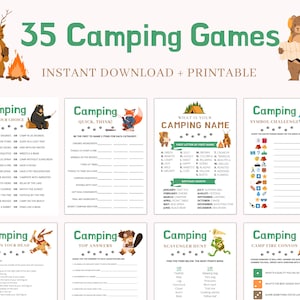 Camping Games Camping Games Kids Families Adults Camping Games Printable Camping Activities Camping Scavenger Hunt Campfire Games image 1