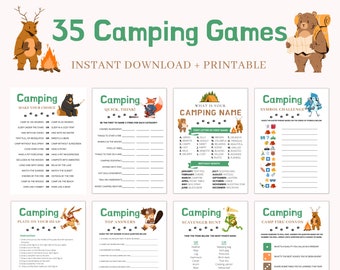 Camping Games | Camping Games Kids Families Adults | Camping Games Printable | Camping Activities | Camping Scavenger Hunt | Campfire Games