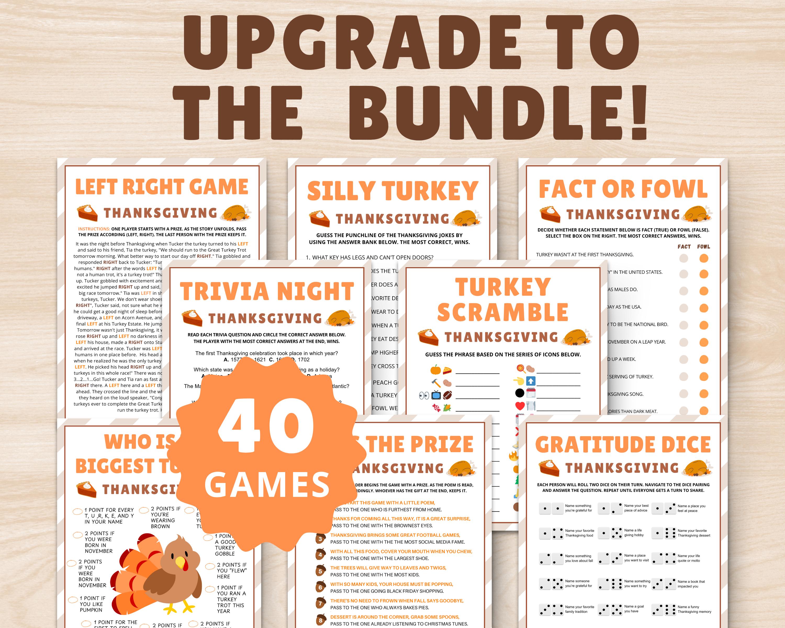 Thanksgiving Joke Game | Silly Turkey, Family Fun (digital Download) - Etsy