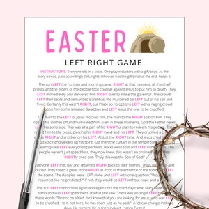 Left Right Easter Game | Left Right Bible Story | Easter Bible Games | Easter Games | Christian Easter Games | Church Games Easter Printable