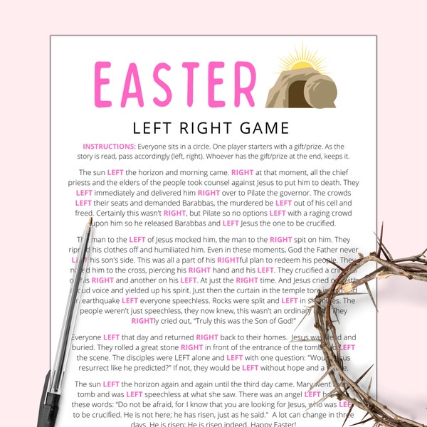 Left Right Easter Game | Left Right Bible Story | Easter Bible Games | Easter Games | Christian Easter Games | Church Games Easter Printable