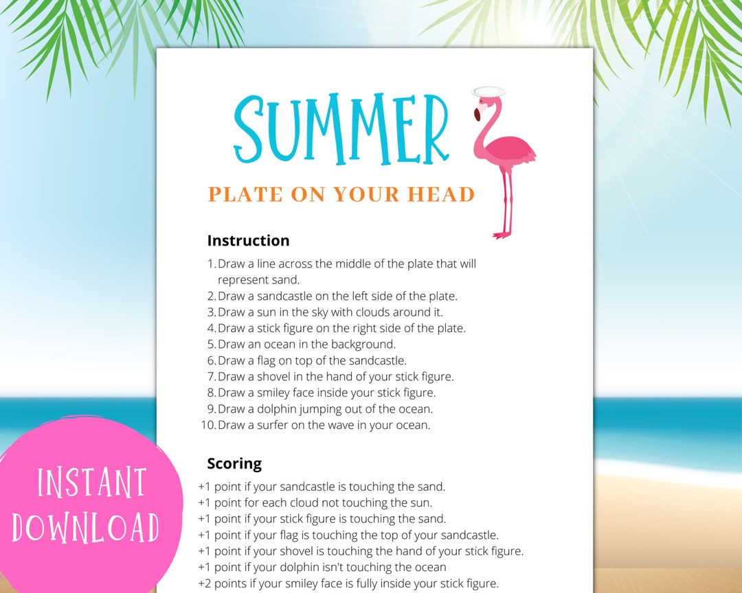 Plate on Your Head Game Summer Games Summer Games for Kids Etsy