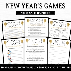 23-24 New Years Game Bundle | New Years Eve Games | New Years Party Games | New Years Games for Adults Kids Family Group | Printable Games