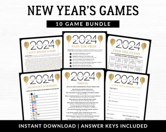 23-24 New Years Game Bundle | New Years Eve Games | New Years Party Games | New Years Games for Adults Kids Family Group | Printable Games