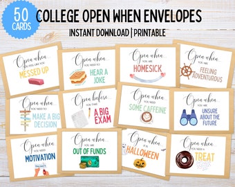 Open When Envelopes for College Students | Open When Letters College | College Care Package | Open When Cards | Open When College Digital