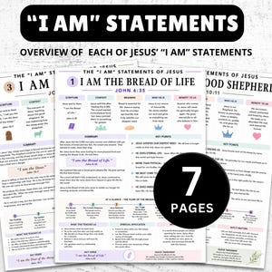 I Am Statements of Jesus: Overview of Sayings of Jesus (Printable)