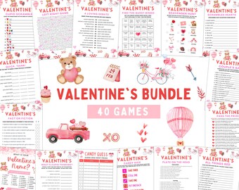 Valentine's Day Game Bundle | 40 Printable Games (Instant Download)