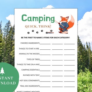 Quick Think | Camping Games | Camping Games Kids Families Adults | Camping Games Printable | Camping Activities | Fun Games | Campfire Games