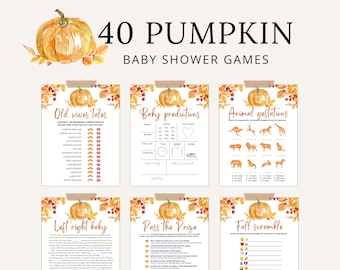 Pumpkin Baby Shower Games | Fall Theme, 40 Game Bundle (Printable)