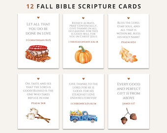 Fall Bible Verse Cards: Autumn Scripture, Printable Encouragement (Digital Download