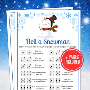 Roll a Snowman | Snowman Game | Christmas Game for Kids | Roll a Snowman Dice Game | Christmas Activities Kids | Christmas Craft For Kids