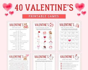 Valentine's Day Game Bundle | 40 Printable Party Games (Instant Download)