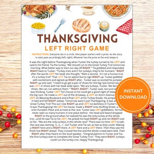Thanksgiving Left Right Game | Thanksgiving Game | Thanksgiving Games Adults Kids | Thanksgiving Right Left | Pass the Prize | Printable