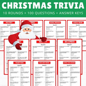 Christmas Trivia | Christmas Trivia Night | Christmas Party games | Christmas Games | Christmas Game Adults | Christmas Printable Games
