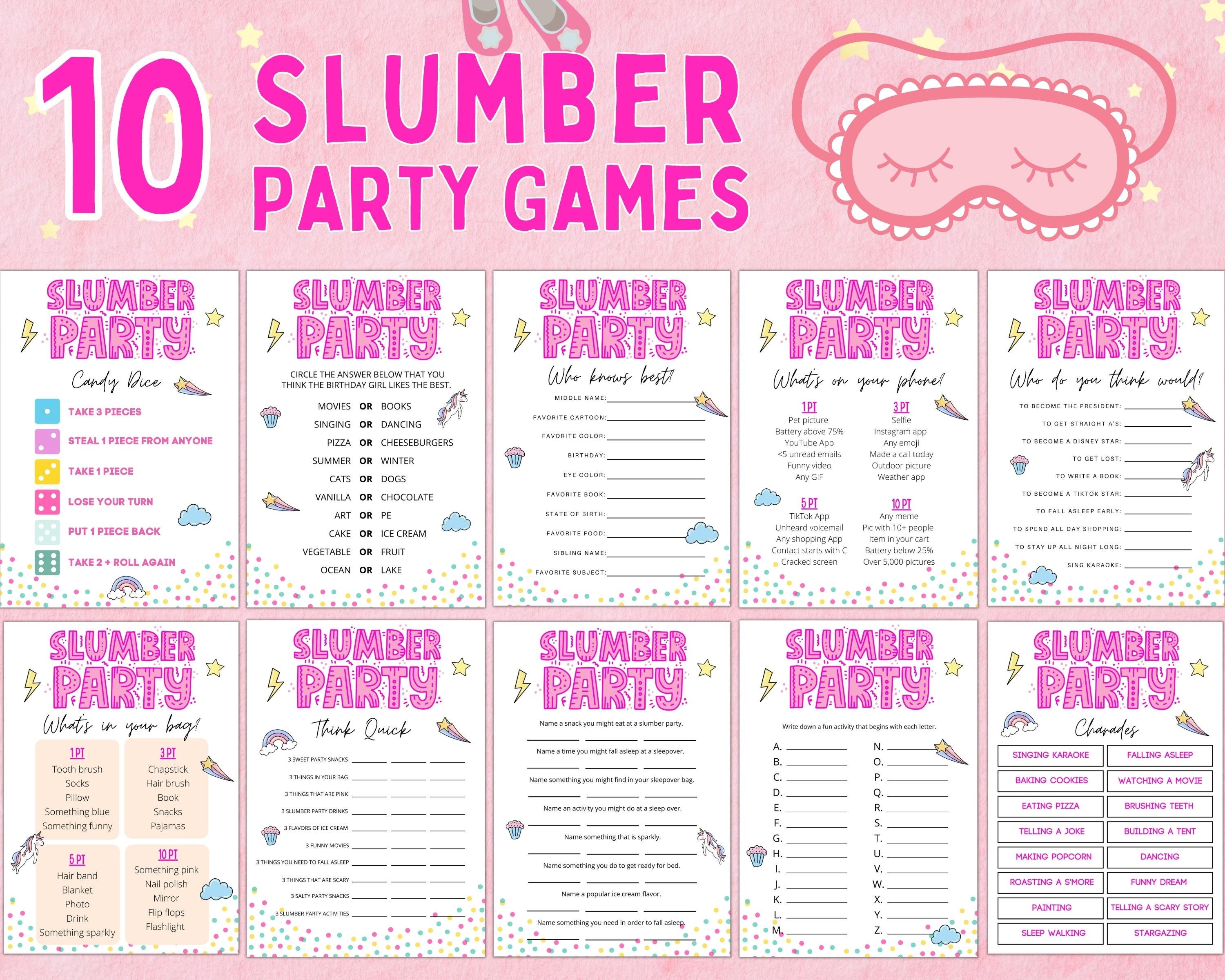 Sleepover Party Games Teens Etsy