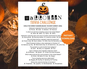 Halloween Trivia Game | Printable Party Activity (Digital Download)