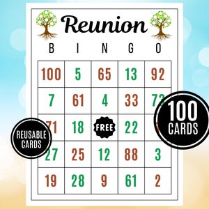 Bingo pour réunion de famille | Jeux de bingo à la Réunion | Jeux de réunion de famille | Jeux de réunion de famille imprimables | Idées de réunion de famille | Activité Réunion