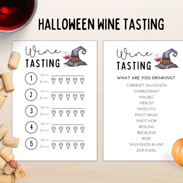 Halloween Wine Tasting Party | Halloween Wine Party | Wine Tasting Score Card | Halloween Girls Night | Halloween Wine Tasting Printable