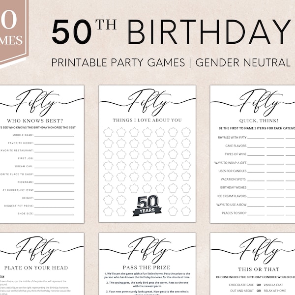 50th Birthday Games | 50th Birthday Party Games | Birthday Games | Born in 1974 Game | 50th Birthday Games Women Men | Birthday Printable