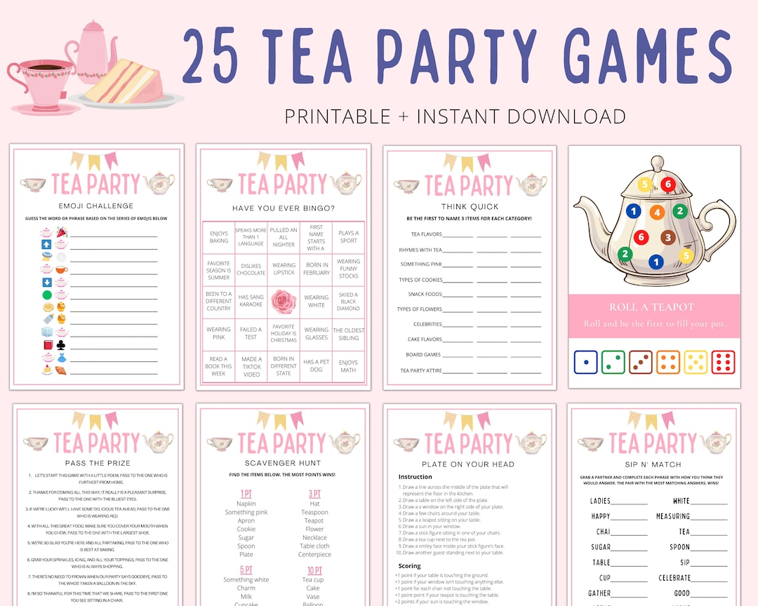 Tea Party Games Tea Party Games Adults Kids Toddler Tea - Etsy