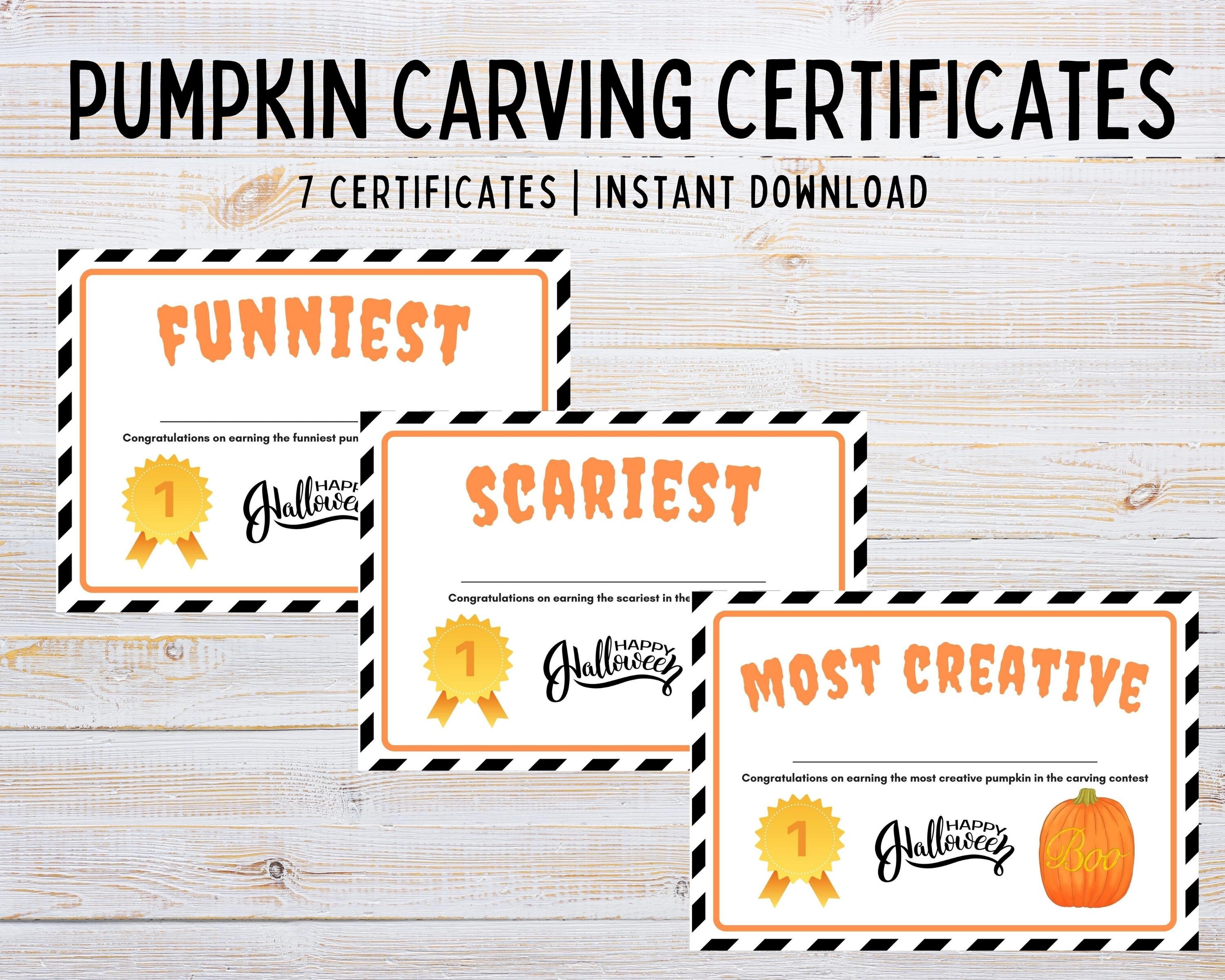 Pumpkin Carving Contest Certificates | Halloween Party Printable ...