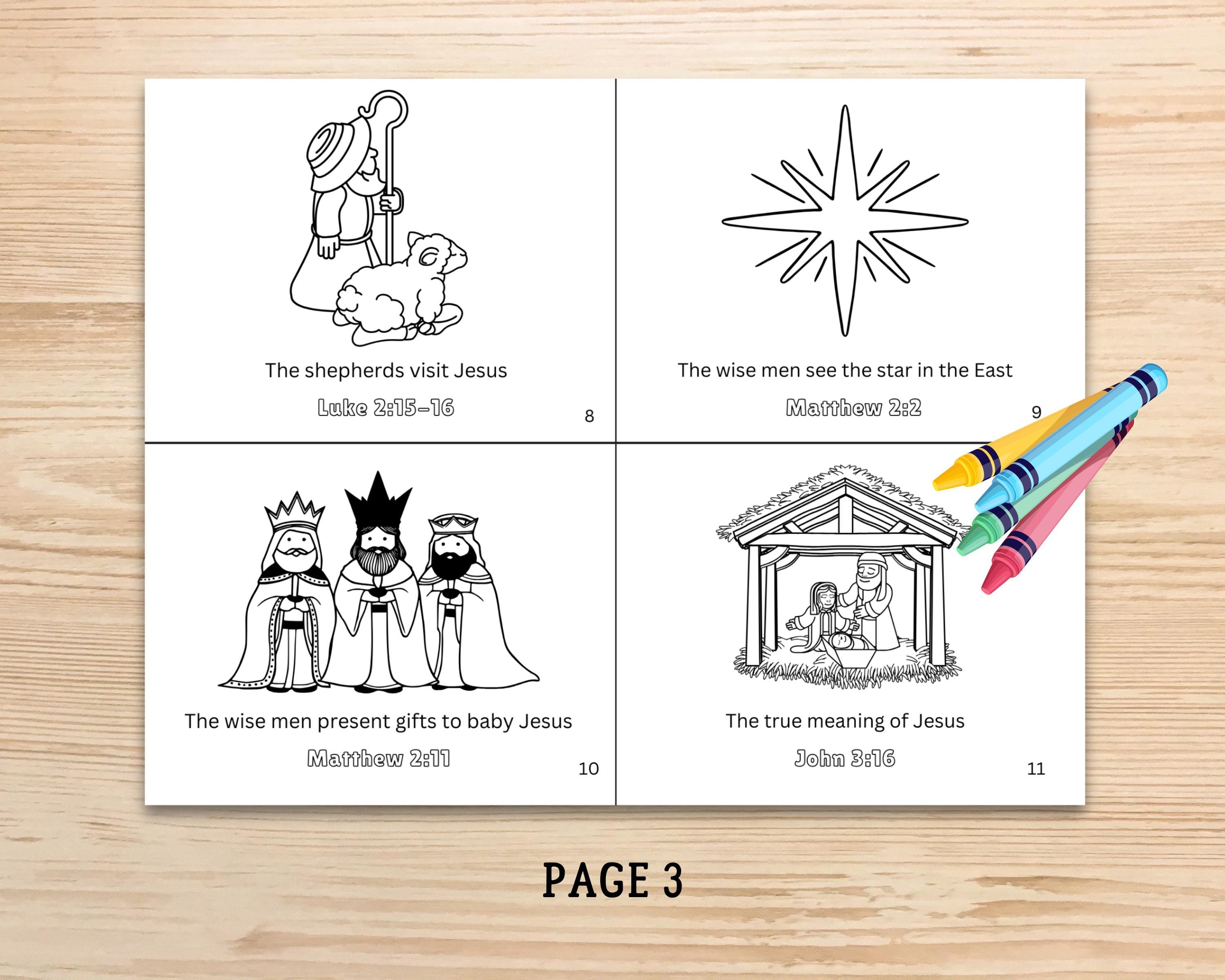 Nativity Story Mini Coloring Book: Christmas Bible Craft for Kids ...