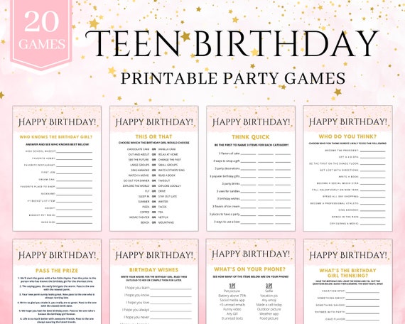 Teen Birthday Game Bundle | Printable Party Games (Digital Download)