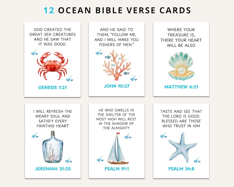 Beach Bible Verse Cards: Christian Scripture Tracts (digital Download ...