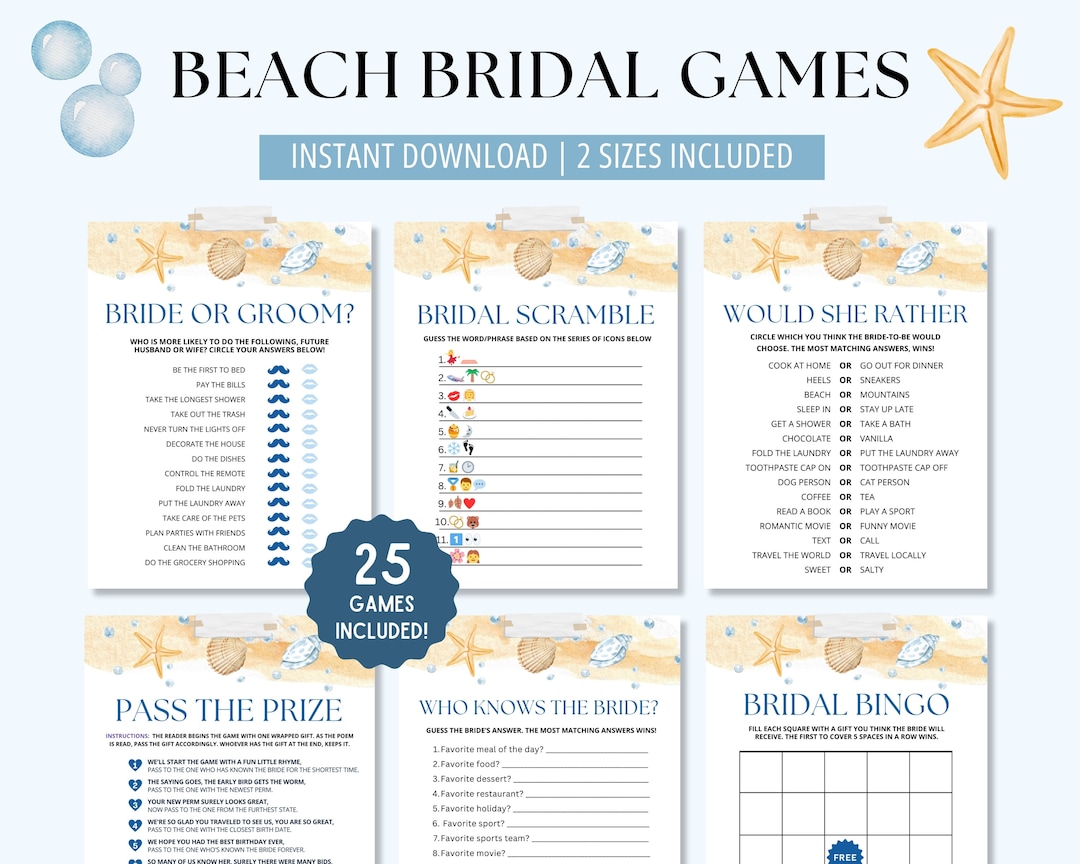 Beach Bridal Shower Games | Beach Bridal Shower | Ocean Bridal Shower ...