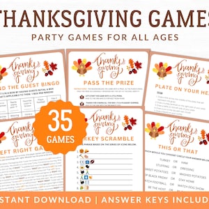Thanksgiving Game Bundle | Thanksgiving Party Games | Thanksgiving Games for Adults Kids | Thanksgiving Games | Thanksgiving Games Printable