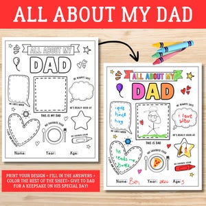 All About My Dad Printable | Father's Day Questionnaire | Craft for Dad's Birthday | Father's Day Craft | Father's Day Activity for Kids