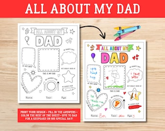 All About My Dad Printable: Father's Day Questionnaire Activity (Digital Download)