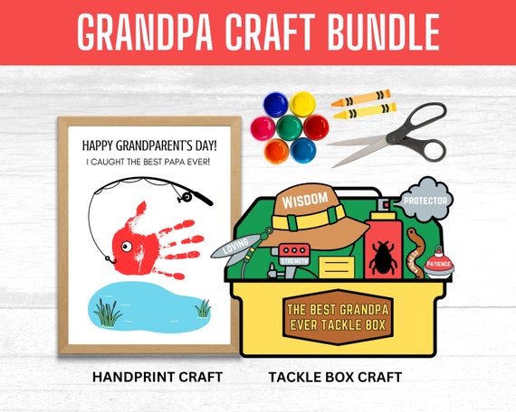 best grandpa tackle box Grandpa Fishing Craft Bundle | Handprint & Tackle Box (digital Download)