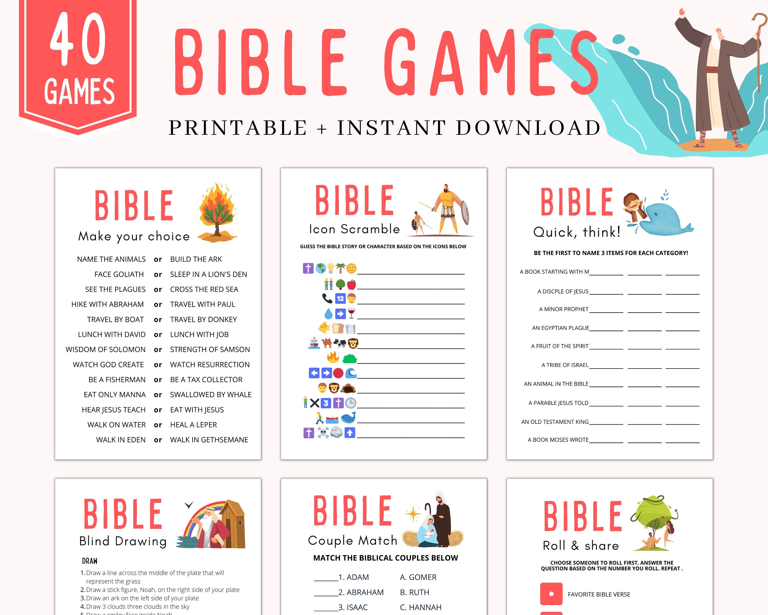 Bible Games Bundle | Fun Church, School Activities (printable) - Etsy