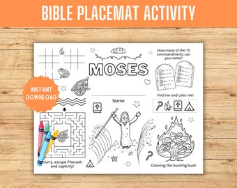Actividad de mantel individual de Moisés: Lección del Éxodo, manualidad para la escuela dominical (descarga digital)