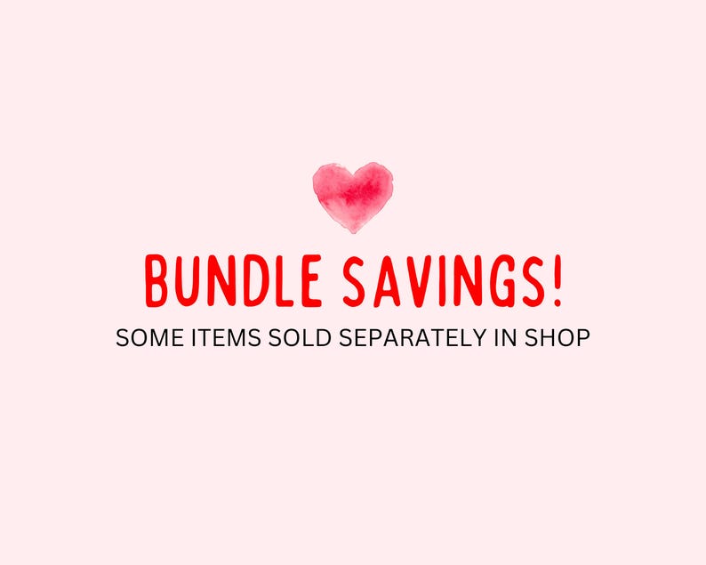 K&ouml;nnte beinhalten: Eine rote Herzgrafik mit dem Text "Bundle Savings!" und "Some items sold separately in shop" in schwarzem Text.