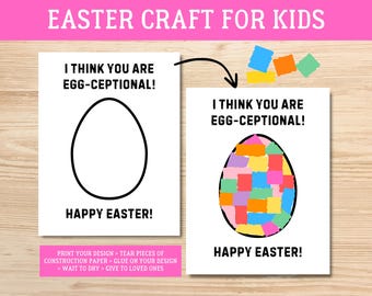 Manualidad de huevo de Pascua imprimible para niños (descarga digital)