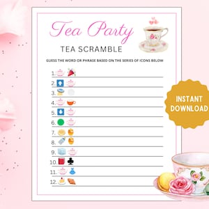 Fun Tea Party Game | Tea Games | Tea Party Games | Printable Tea Party ...