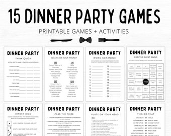 Dinner Party Games | Printable Dinner Party Games | Dinner Games | Dinner Table Games | Icebreaker Game | Happy Hour Games | Work Party Game