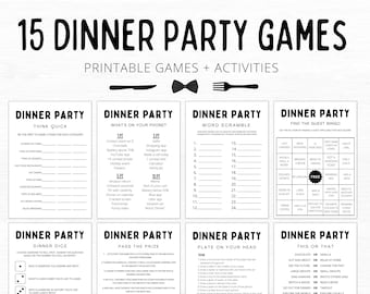 Dinner Party Games | Printable Dinner Party Games | Dinner Games | Dinner Table Games | Icebreaker Game | Happy Hour Games | Work Party Game