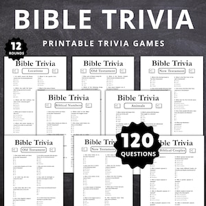 Pacchetto di quiz sulla Bibbia / Quiz sulla Bibbia / Quiz sulla Bibbia stampabili / Giochi sulla Bibbia / Giochi per gruppi giovanili / Quiz sull'Antico Testamento / Quiz sul Nuovo Testamento