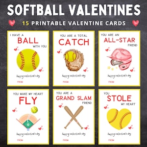 Cartões de Dia dos Namorados de Softball | Dia dos Namorados de Softball | Dia dos Namorados de Softball para Imprimir | Trocadilhos de Softball | Dia dos Namorados de Esportes para Meninas | Dia dos Namorados de Classe