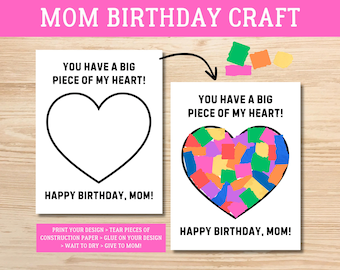 Mom Birthday Card Craft | Printable Paper Keepsake (Digital Download)