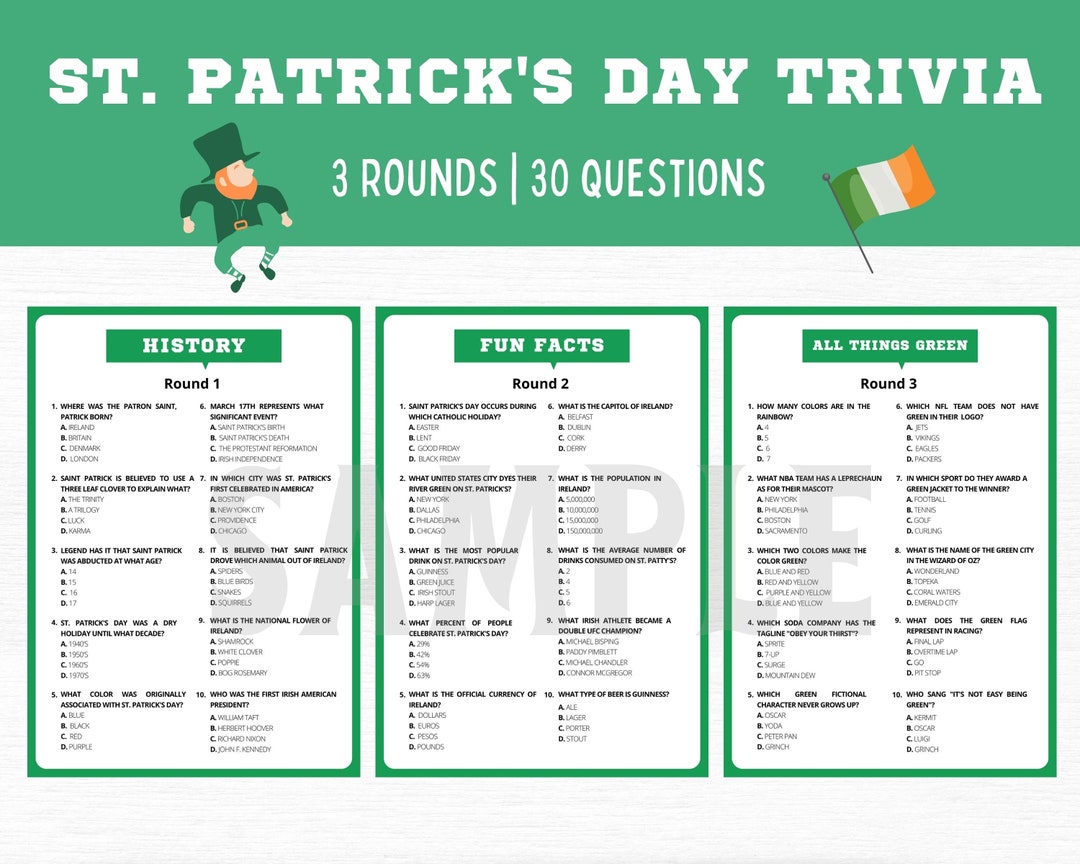 St. Patrick's Day Trivia  St Patrick's Day Games