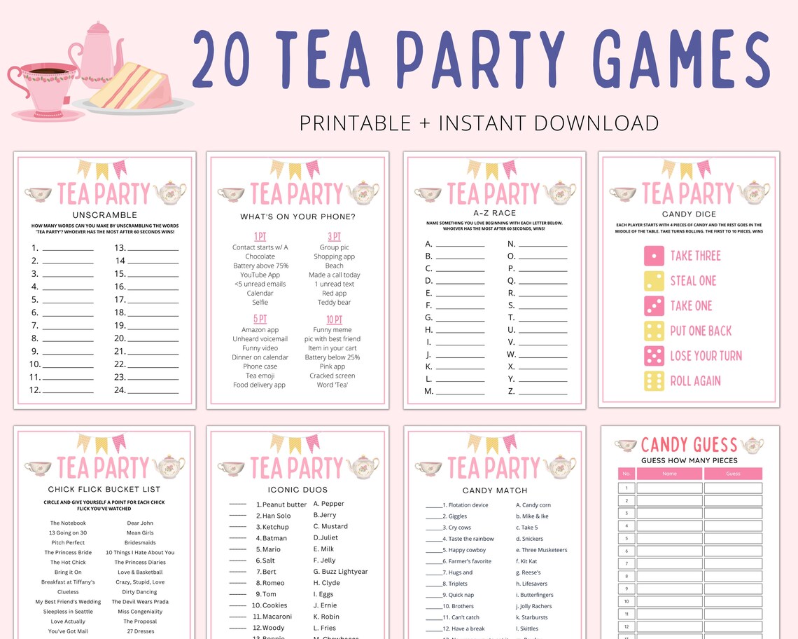 Tea Party Games Tea Party Games Adults Kids Toddler Tea - Etsy Canada
