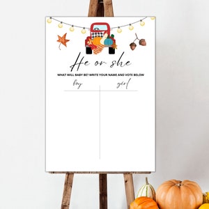 He or She Sign | Fall Themed Gender Reveal Sign | Boy or Girl Sign | Gender Guess | Fall Gender Reveal | Gender Reveal Game | Printable Sign