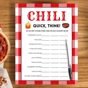 Chili Kochtopf-Schnell Denken | Chili Koch-Spiel | Chili Kochtopf | Chili Kochideen | Chili-Gewinnspiel | Chili Kochen Ideen | Druckbar