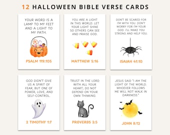 Versetti biblici di Halloween ad acquerello: volantini per "Dolcetto o scherzetto" (download digitale)